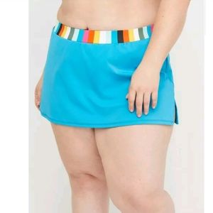Cacique Swim Skirted Bathing Suit Bottom Blue size 16 Modest